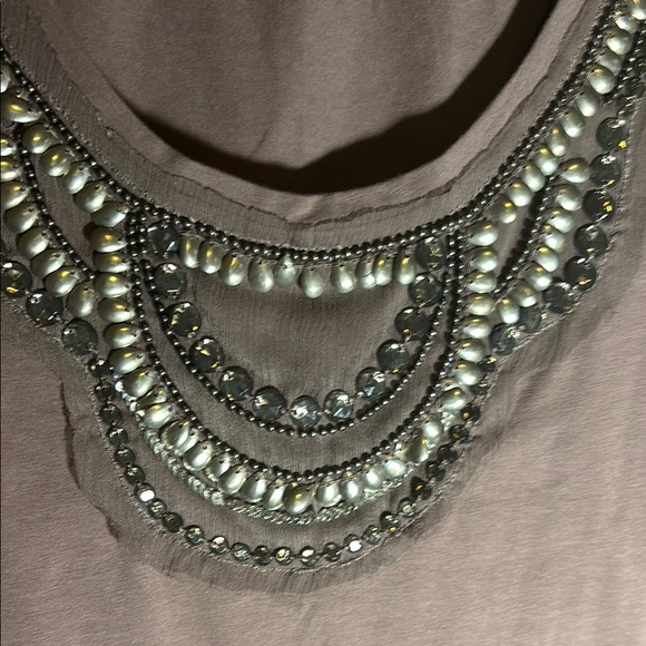 Ann Taylor Embellished Gray/BrownTank Top - Picture 2 of 4